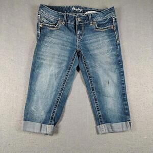 Amethyst Womens 7 Blue Capri Jeans Stretch Denim EUC Casual Summerwear Lifestyle